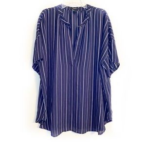 FOREVER 21 Oversized Striped Navy Blouse